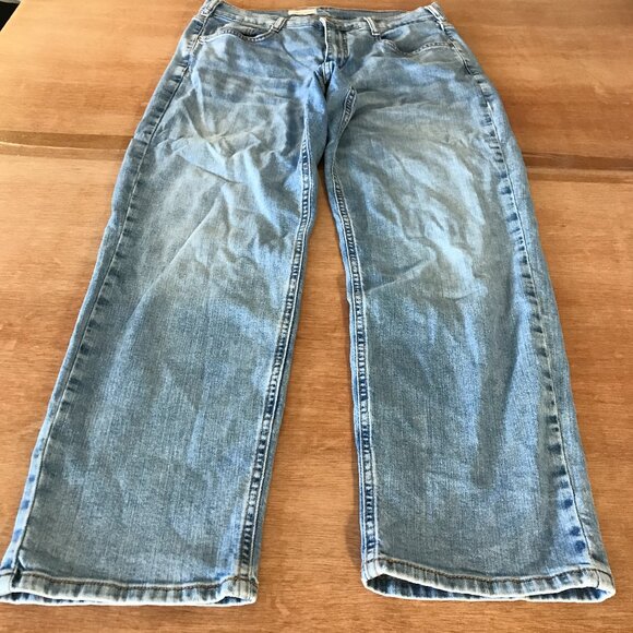 Pilcro Wide Leg Jeans Women 28P Blue Mid Rise Medium Wash Stretch Boho Hippie - Picture 1 of 13
